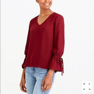 J.Crew Factory Bow-Sleeve Top in Burgundy Size 6